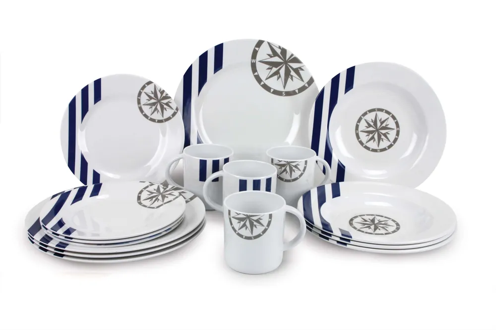 Nouvelle Collection Boite de 16 pièces: 12 assiettes rondes + 4 mugs – marina