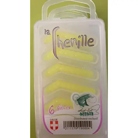 Chenilles SUD EST APPÂTS Jaune Fluo (6 pièces) Promotion