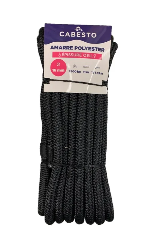 AMARRE SOUPLE AVEC OEILLET POUR BORNE D&rsquo;AMARRAGE NOIR – CABESTO Prix Réduit