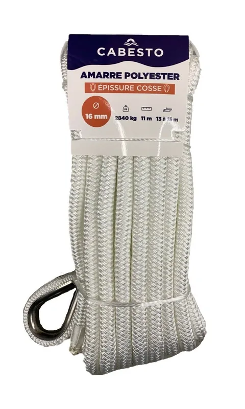 AMARRAGE SOUPLE AVEC ÉPISSURE ET COSSE INOX RENFORCÉE BLANC – CABESTO Satisfait Ou Remboursé