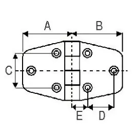 Charnière hexagonale inox – 70x40mm Euromarine Livraison Express