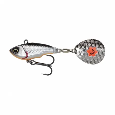 Commander Vite Leurre SAVAGE GEAR Fat tail spin 5.5cm Dirty silver