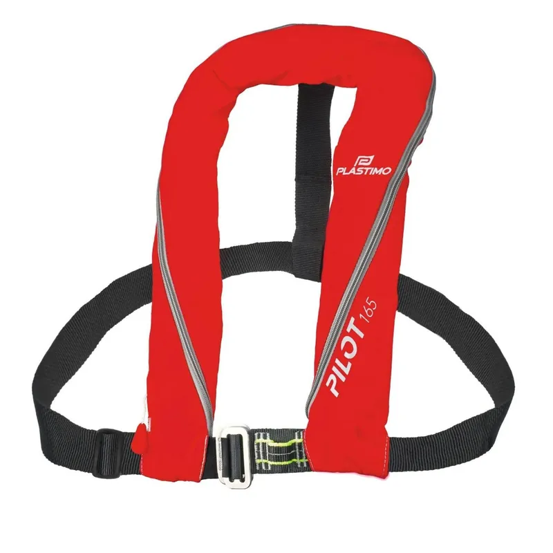 GILET AUTOMATIQUE PILOT 165N AVEC HARNAIS XXL ROUGE – PLASTIMO Expédition Rapide