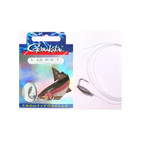 Bas de ligne GAMAKATSU Pâte à truite 3610N + ressort n°4 0.25mm 60cm Offre Exclusive