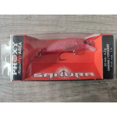 Leurre SAKURA Phoxy minnow AREA 50mm S Ghost Black tail Top Vente