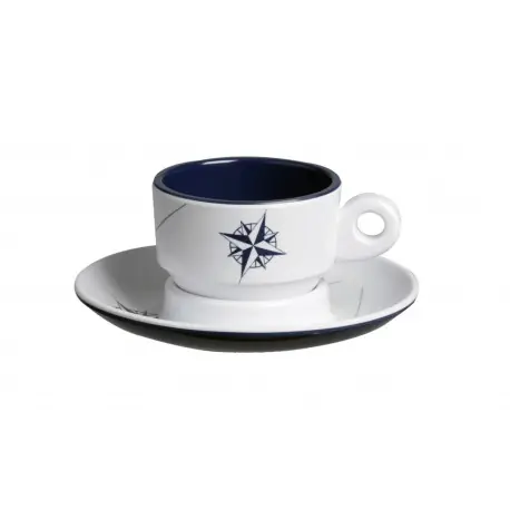 6 Tasses à café et sous-tasses – Rose des vents Commander Maintenant