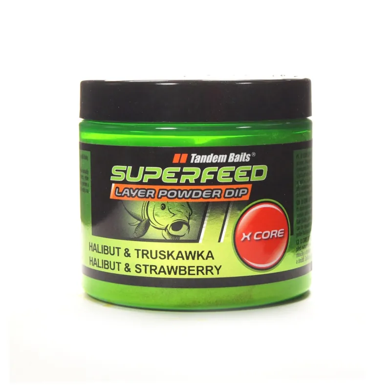 Promotion Saisonnière TandemBaits SuperFeed X Core Layer Powder Dip Halibut & Truskawka