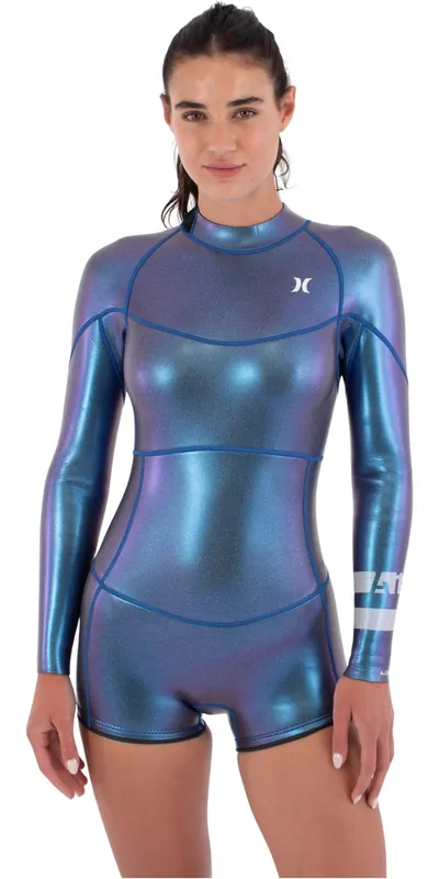 Acheter Direct HurleyFemmes Air 2mm Skin Mid Back Zip Shorty Printemps Combinaison Néoprène