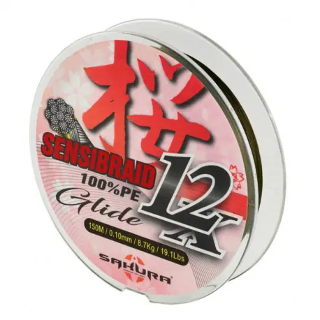 Tresse SAKURA Sensibraid 12 brins 0.14mm 11kg 150m Paiement Sécurisé