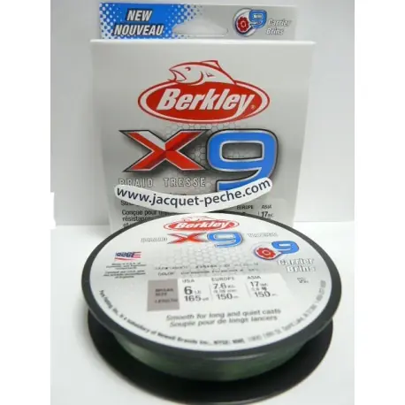 Paiement Sécurisé Tresse BERKLEY X9 150m 0.10mm 9 kg Peu Vis Vert chartreuse