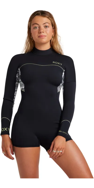 RoxyFemmes Swell Series 2mm Manches Longues Back Zip Printemps Combinaison Néoprène Combinaison Néoprène Nouvelle Collection