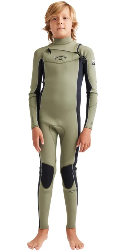 BillabongEnfants Absolute Natural 3/2mm Chest Zip Combinaison Néoprène Expédition Rapide