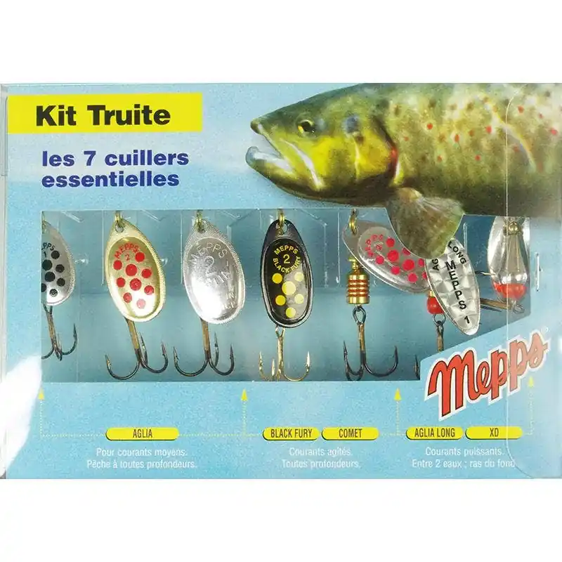 KIT LEURRE MEPPS SPECIAL TRUITE 7 CUILLERS Livraison Express