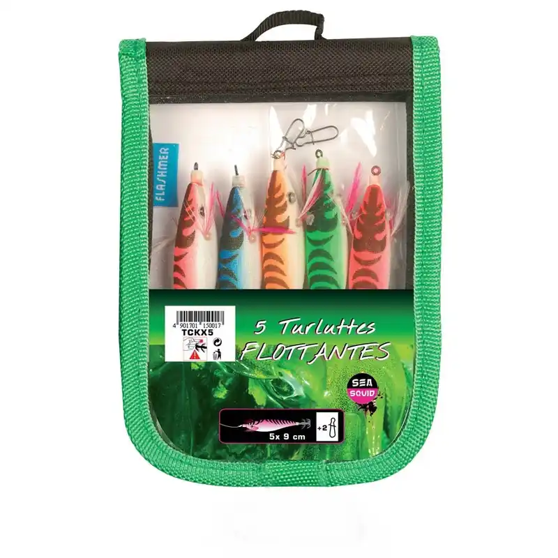 KIT 5 TURLUTTES SEA SQUID NON PLOMBÉES FLOTTANTES Dernier Modèle