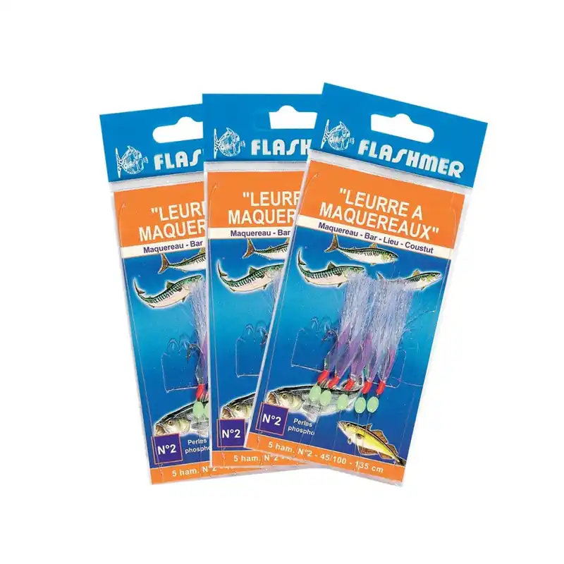 LOT LEURRE FLASHMER À MAQUEREAUX 1/0 X3 Nouvel Arrivage