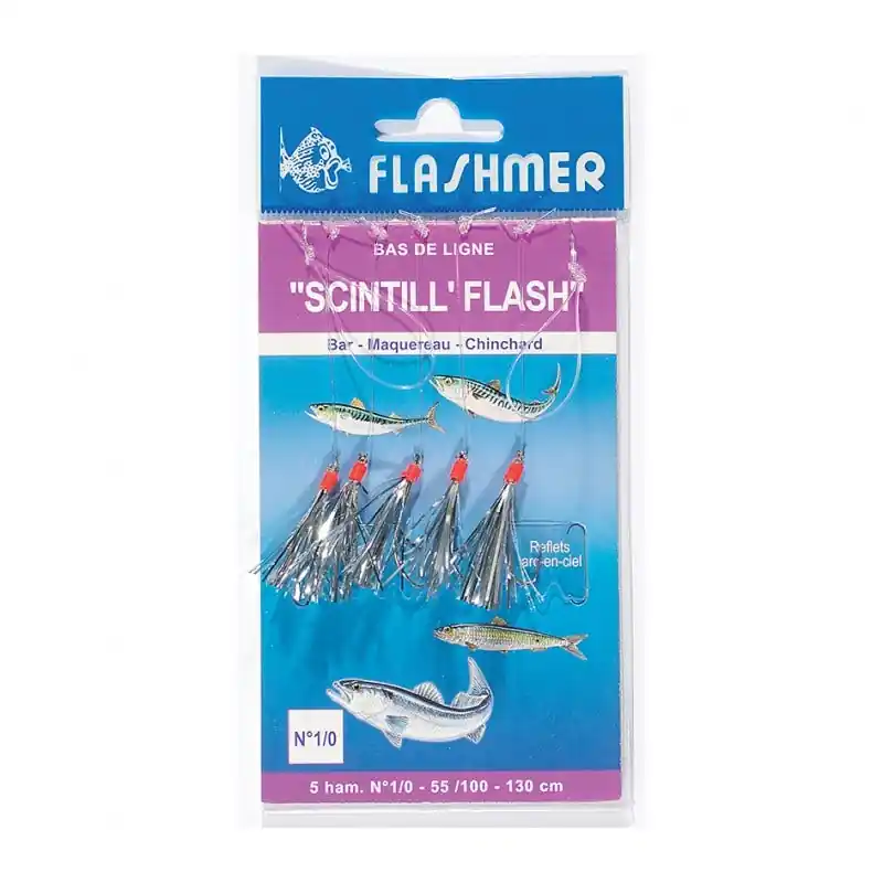 Mitraillette Flashmer Scintill&rsquo;Flash – 5 Hameçons ARGENT Promotion Saisonnière