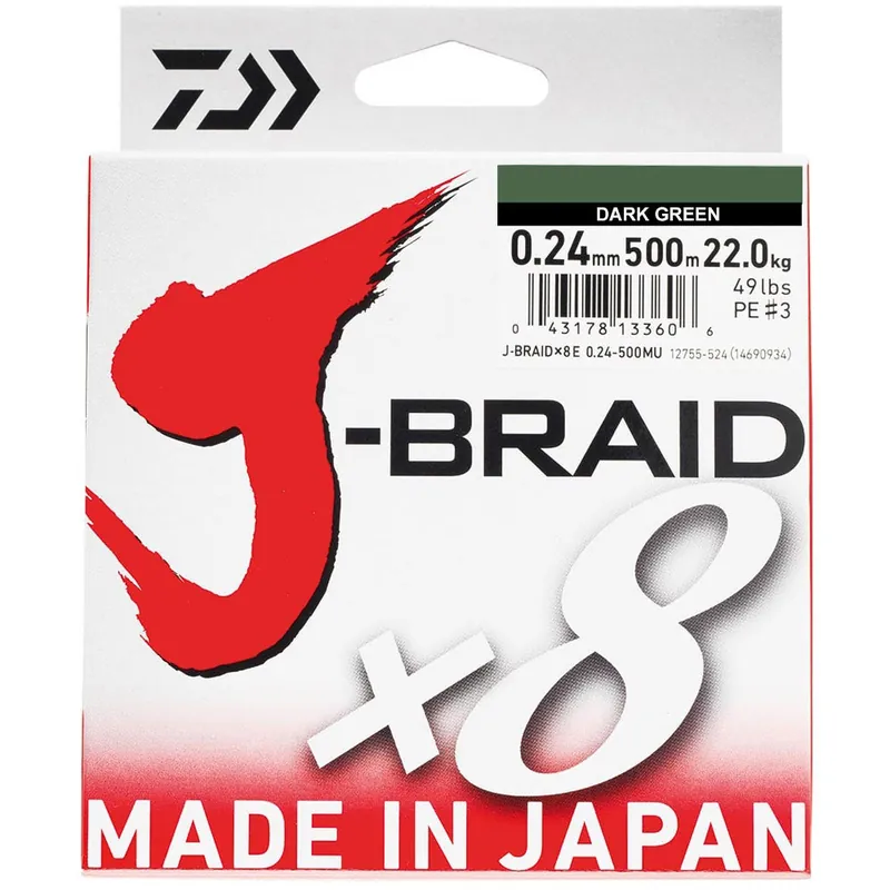 TRESSE DAIWA J-BRAID X8 500M VERT Nouveauté