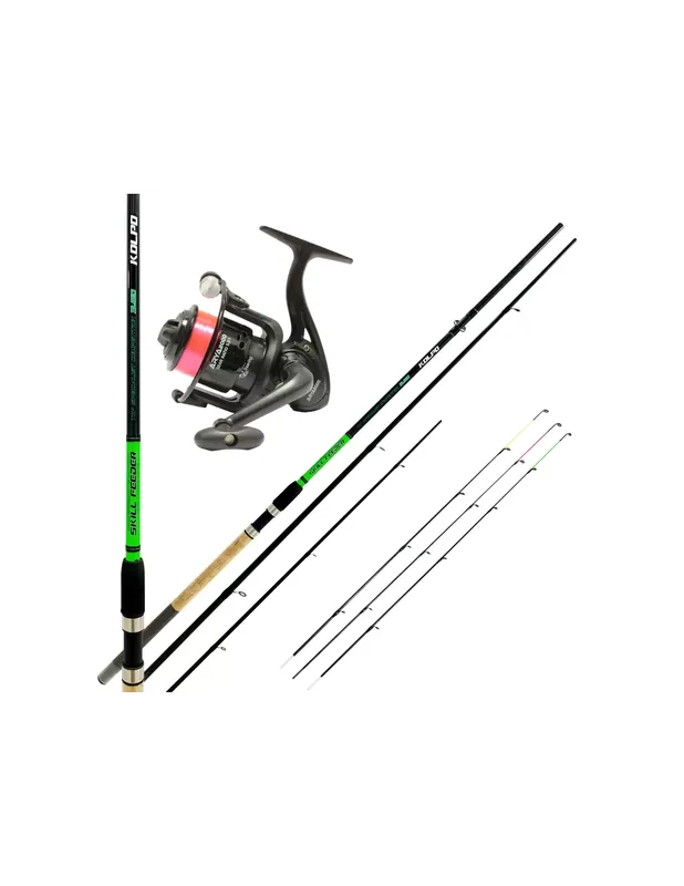Kit pêche au feeder Kolpo avec canne carbone 3,60 m 3 pointes + moulinet et fil Prix Bas