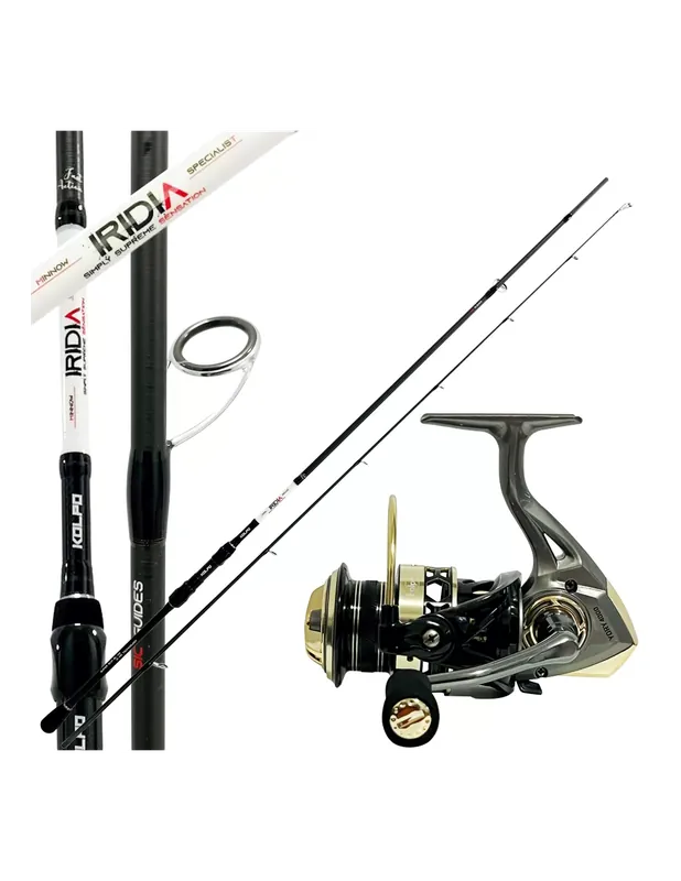 Prix Promo Kit Kolpo Sea Spinning Spécial Bar et Mangianze Carbone Moulinet 14 Roulements