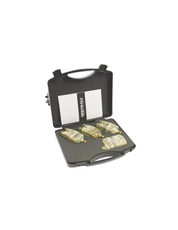 Livraison Express Signaux de pêche à la carpe Mistrall en offre 3 + 1 avec étui de couleur camouflage