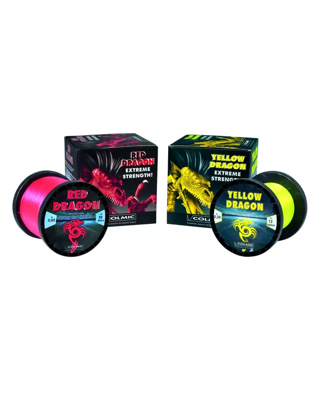 Livraison Gratuite Ligne de pêche Dragon rouge et jaune Colmic idéale pour les moulinets de pêche à la traîne 600 et 800 mt