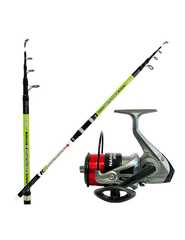 Top Vente Kit de pêche en surfcasting Kolpo Moulinet et ligne en carbone