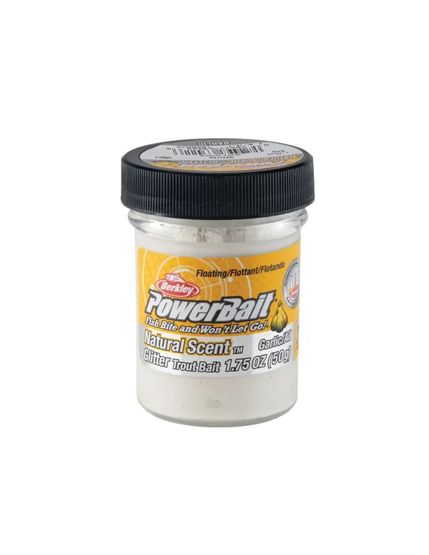 Meilleur Prix Berkley Powerbait Glitter Trout Bait White Batter pour truite Garlic