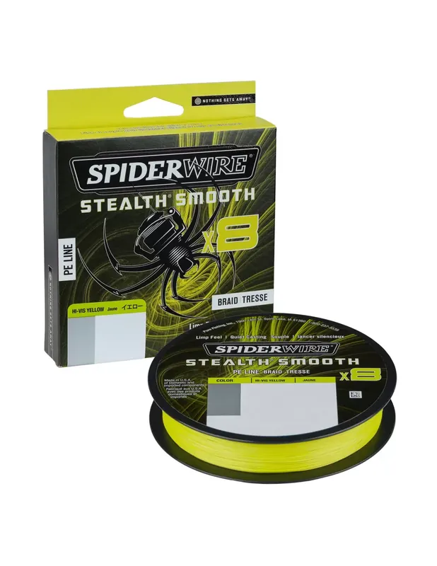 Spiderwire Stealth Smooth8 X8 PE Tresse Tresse 8 Têtes 150mt Jaune Meilleure Vente