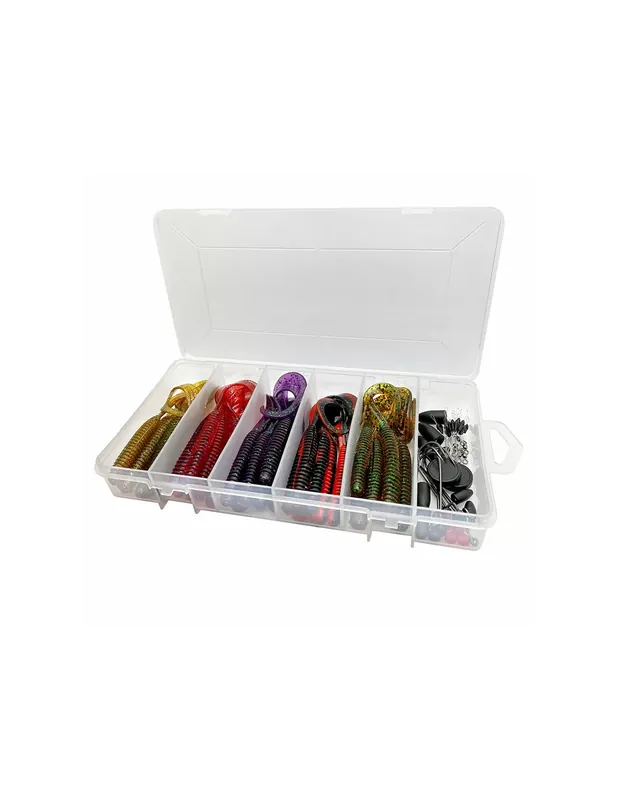 Savage Gear Rib Worm Kit 60pcs assorti avec boîte Paiement Sécurisé