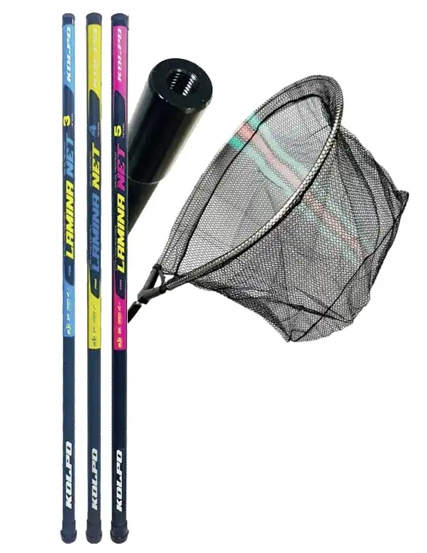 Épuisette complète avec manche de 3, 4 et 5 m et tête à mailles fines Produit De Marque