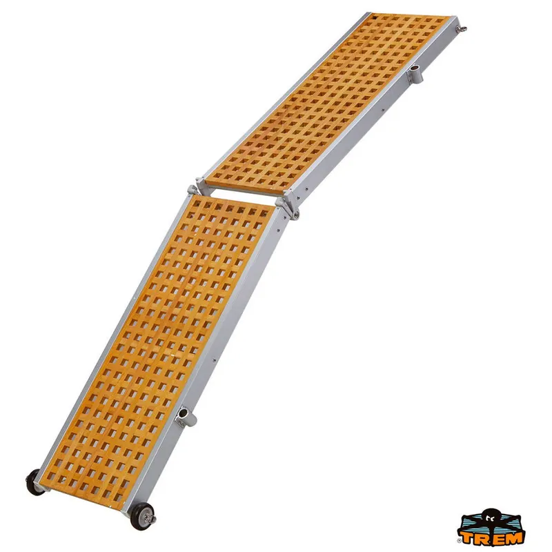 Passerelle avec grille en teck rabattable Prix Bas