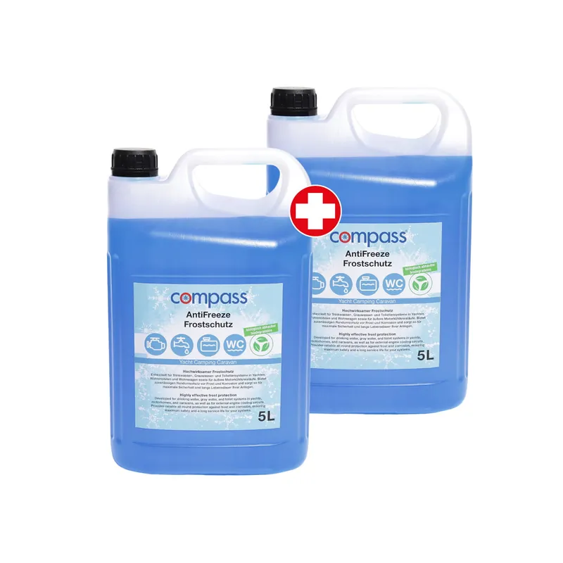 Lot de 2 Compass AntiFreeze antigel 5 litres jusqu&rsquo;à -49° / pour systèmes d&rsquo;eau douce et d&rsquo;eaux usées / circuit de refroidissement externe Achat Immédiat