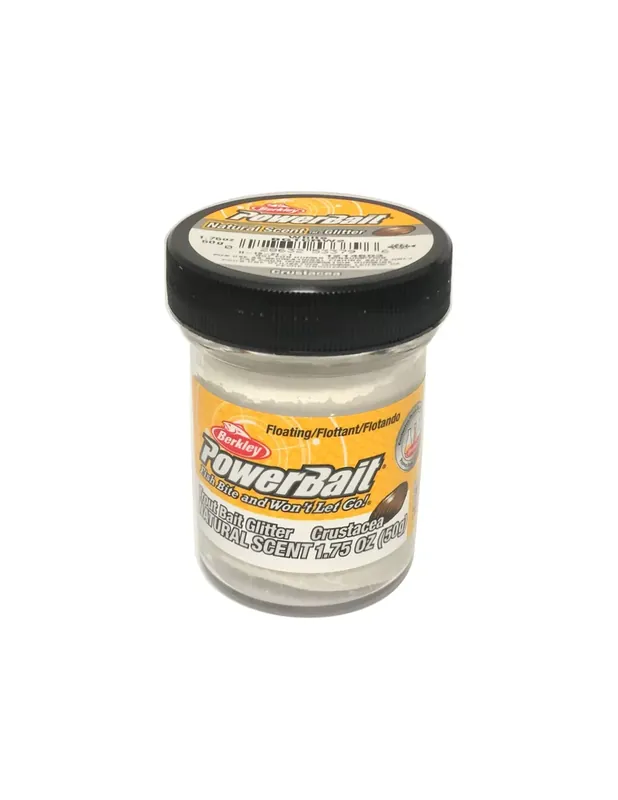 Vente Flash Berkley Powerbait Glitter Trout Bait Pâte à crustacés blancs pour truite blanche