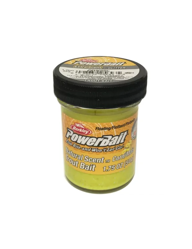 Berkley Powerbait Glitter Trout Bait Maïs Mais Pâtes Trote Sunshine Yellow Expédié Aujourd’hui