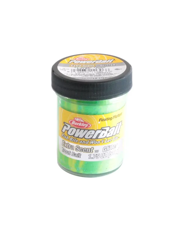 Offre Spéciale Berkley Powerbait Glitter Trout Bait Batter pour truite Vert Jaune