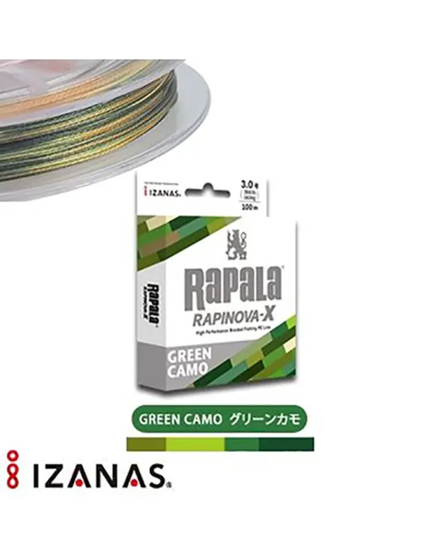 Rapala Rapinova Trecciato Braid Green Camo 100 mt Dernier Modèle