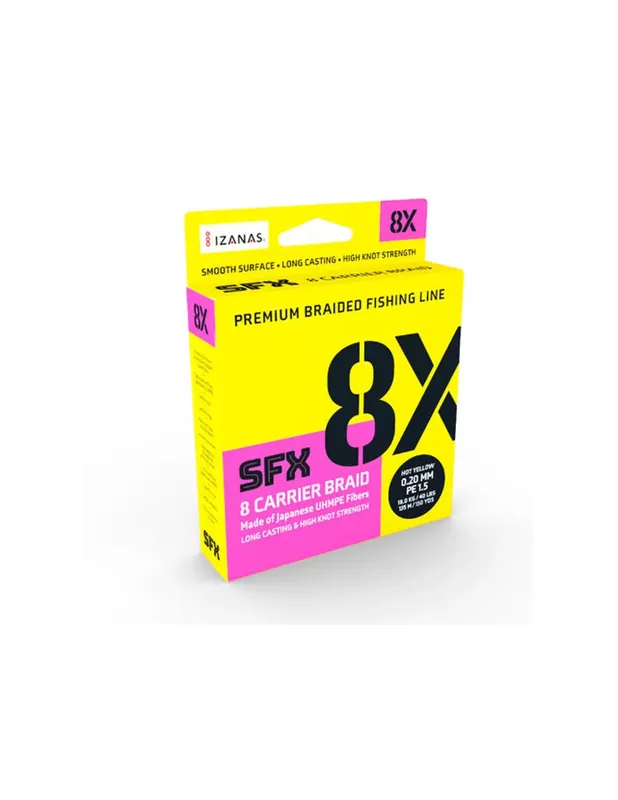 Sufix Tressé par Pêche SFX 8X 135 mt Couleur Hot Yellow 8 Chefs Commander Maintenant