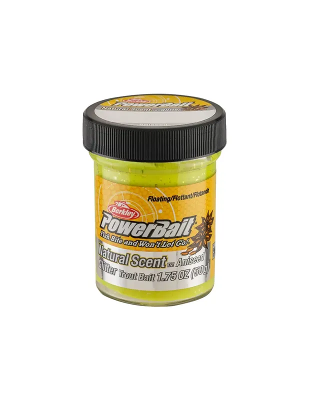 Authentique Berkley Powerbait Glitter Trout Bait Sunshine Batter pour truite anis