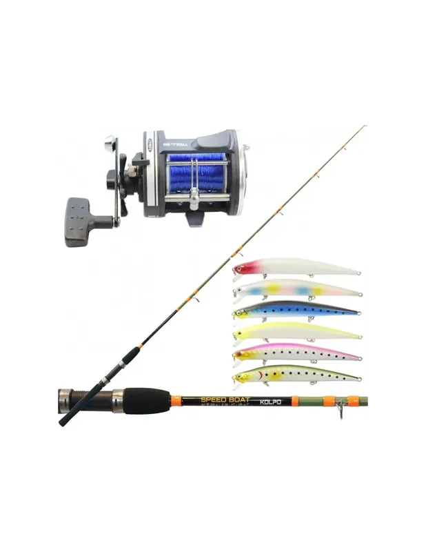 Affaire À Saisir Kolpo Kit Fishing Coastal Trolling Complete Reel Rod 6 Artificielle