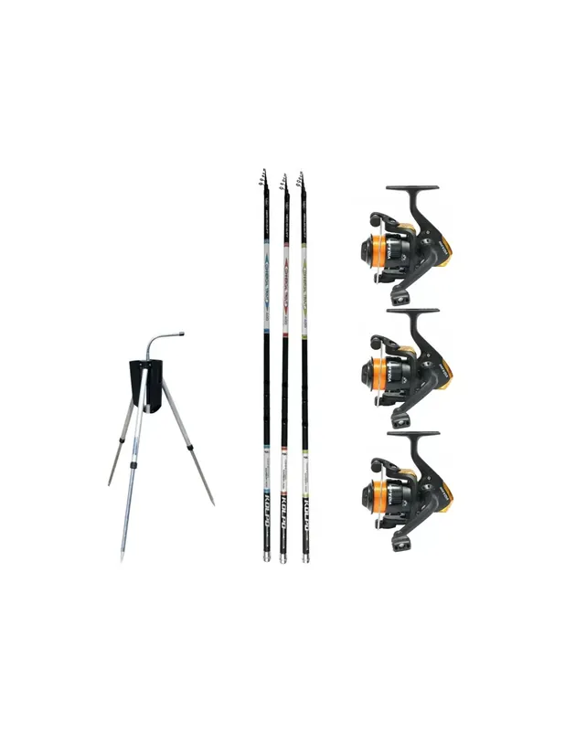 Bon Marché Kolpo Trout Fishing Kit Full Lake 3 Tiges 3 Rouleaux 1 Porte roseau