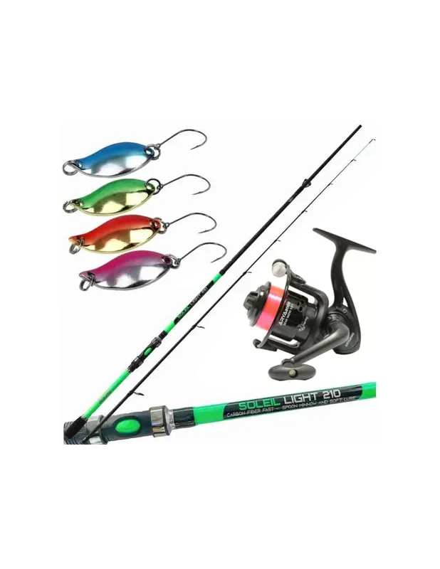 Kolpo Trout Fishing Kit Carbon Rod Area Reel 4 Cuillère Nouveauté