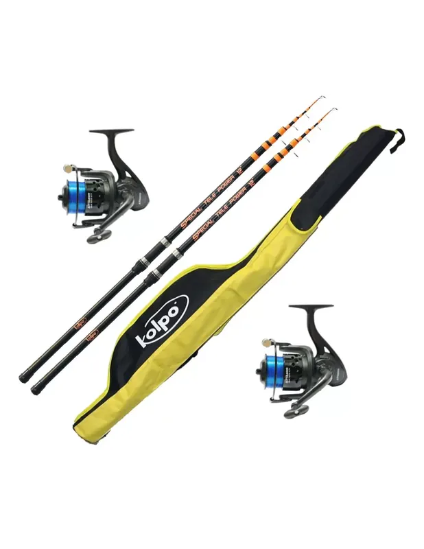 Meilleur Choix Kolpo Kit Fishing Bottom Surf Beach Pier 2 tiges 2 Bobines et Scabbard
