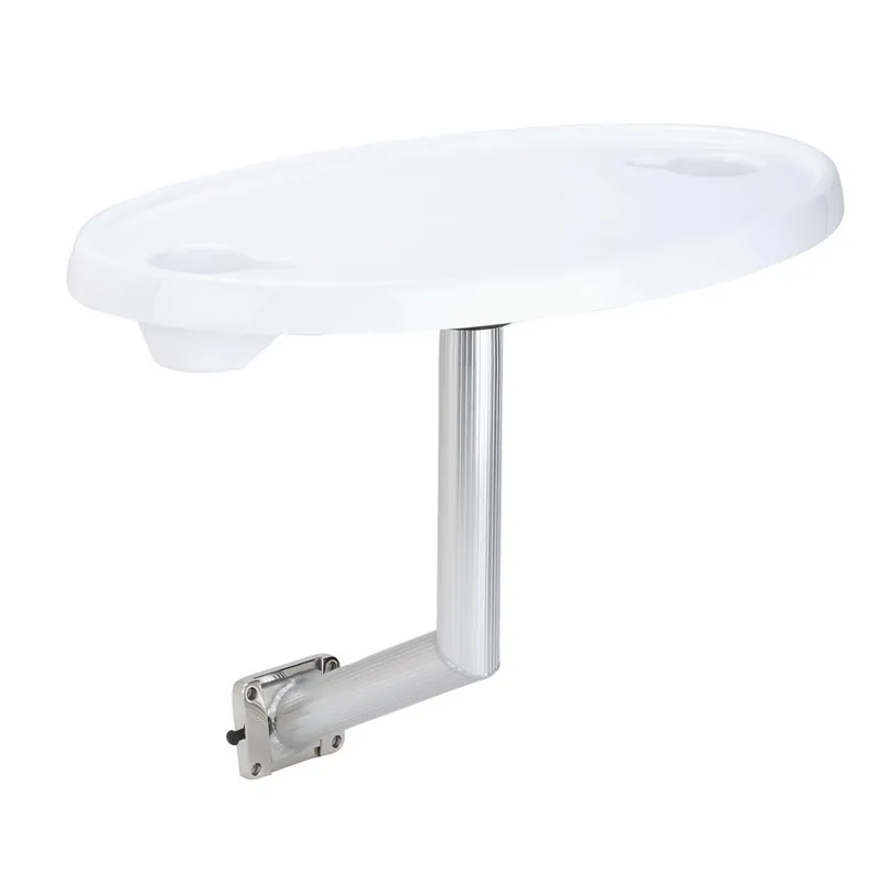 Bon Marché Kit de mesa oval em acrílico branco – perna em aço inoxidável