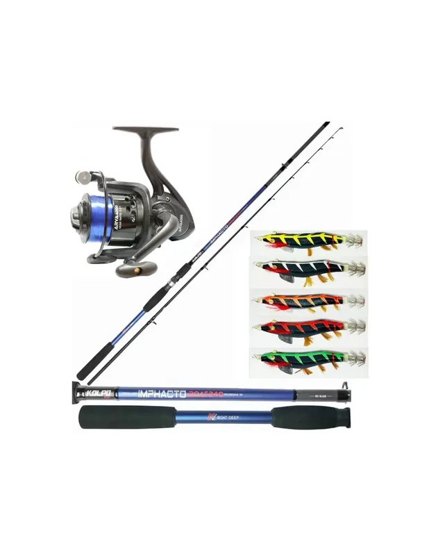 Super Prix Kolpo Kit Fishing Seppie Canna Reel Wire et Totanare