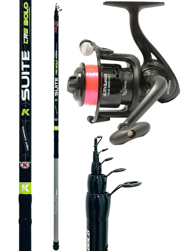 Authentique Combo Canne à Pêche Bolognaise Summer 4m en kit Con Mulinello