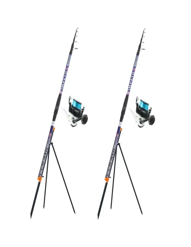 Pas Cher Kit Surfcasting 2 Canne Colmic 2 Reels Kolpo 2 Tripodi