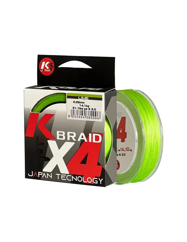 Affaire À Saisir Kolpo K Braid X4 Tressed Premium Quality 300 mt Lime Fluo