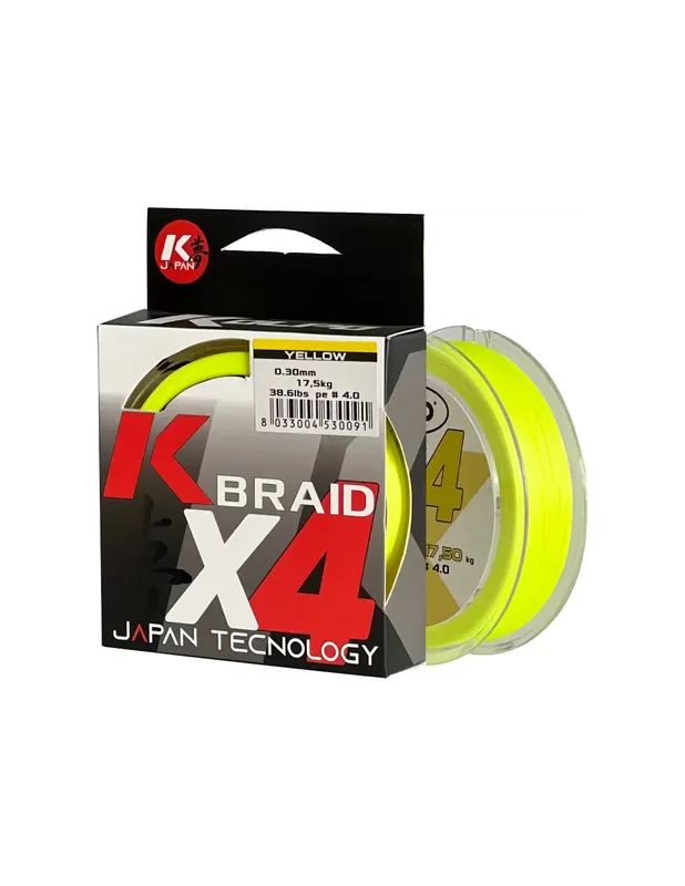 Quantité Limitée Kolpo K Braid X4 Tressed Premium Quality 300 mt Yellow Fluo