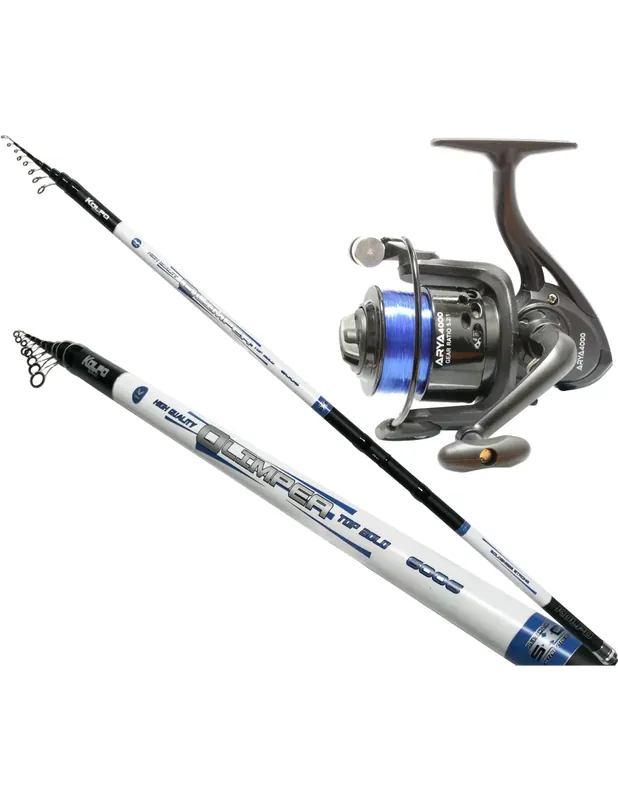 Prix Cassé Kolpo Canna Bolognese 5 mt en carbone avec Mulinello Arya 4000 et Filo