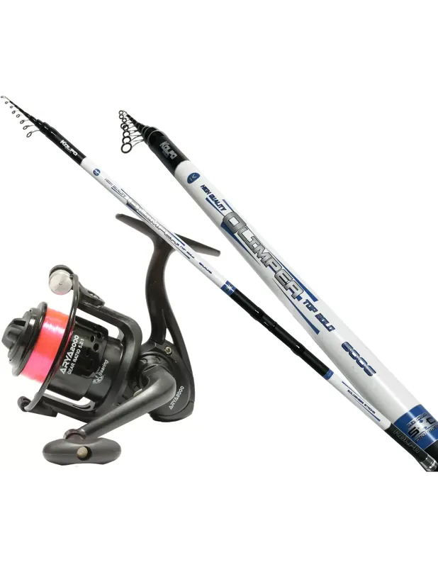 Offre Spéciale Kolpo Canna Bolognese 4 mt en carbone avec Mulinello Arya 2000 et Filo